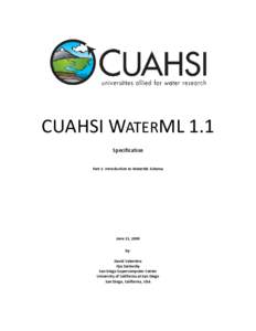 CUAHSI WATERML 1.1 Specification Part 1: Introduction to WaterML Schema June 11, 2009 by: