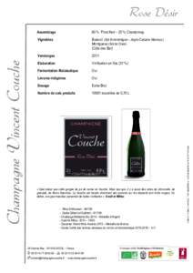 Rose Désir Assemblage 80 % Pinot Noir – 20 % Chardonnay  Vignobles