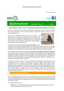 Click to view this email in a browser  Vol. 3, Issue 7, OctECOnnections - A Greener Way To Commut icate Greater Mercer TMA’s First Coordinated Stakeholder Meeting A Success