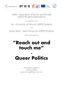 ANSO - Association of Nordic and Pol-Balt LGBTQ Student Organisations in cooperation with Ovi – University of Helsinki LGBTQ Students and