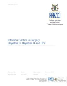 UIR[removed]V1.1  Infection Control in Surgery Hepatitis B, Hepatitis C and HIV _______________________________________________________________________________