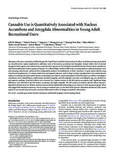 The Journal of Neuroscience, April 16, 2014 • 34(16):5529 –5538 • 5529  Neurobiology of Disease Cannabis Use is Quantitatively Associated with Nucleus Accumbens and Amygdala Abnormalities in Young Adult