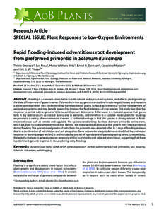 Research Article SPECIAL ISSUE: Plant Responses to Low-Oxygen Environments