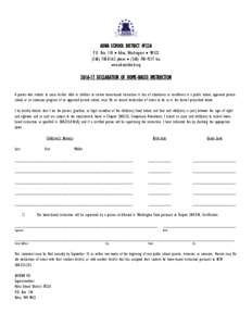 ADNA SCHOOL DISTRICT #226 P.O. Box 118  Adna, Washington  0362 phone  (fax www.adnaschools.orgDECLARATION OF HOME-BASED INSTRUCTION