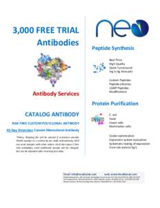 3,000 FREE TRIAL Antibodies Peptide Synthesis Best Price High Quality