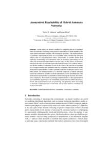 Anonymized Reachability of Hybrid Automata Networks Taylor T. Johnson1 and Sayan Mitra2 1  2