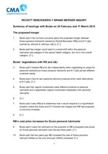 Summary of hearings with Boots on 24 February and 17 March 2015