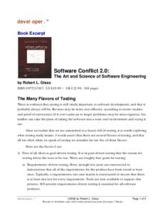 developer.* Book Excerpt Software Conflict 2.0: The Art and Science of Software Engineering by Robert L. Glass