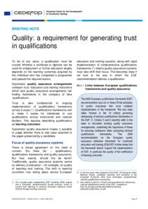 Quality: a requirement for generating trust in qualifications