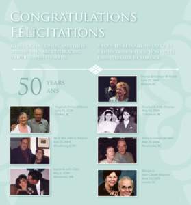 Congratulations Félicitations to all cp pensioners and their spouses who are celebrating wedding anniversaries
