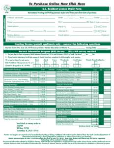 SC Resident License Order Form
