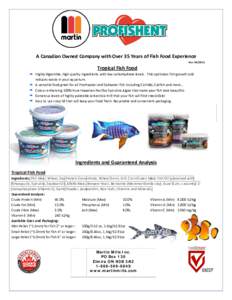 Microsoft Word - Profishent Tropical Fish Food Benefit Sheet September 2015.docx
