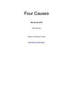 Four Causes Manuscript, 2016 Boris Hennig  Ryerson University, Toronto