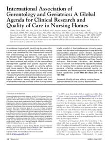 International Association of Gerontology and Geriatrics: A Global Agenda for Clinical Research and Quality of Care in Nursing Homes