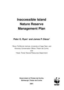 Inaccessible Island Nature Reserve Management Plan Peter G. Ryan1 and James P. Glass 2 1