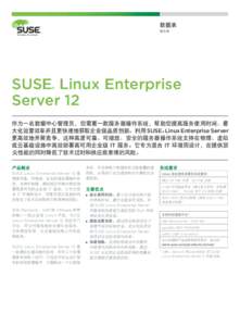 数据表 服务器 SUSE® Linux Enterprise Server 12 作为一名数据中心管理员，您需要一款服务器操作系统，帮助您提高服务使用时间、最