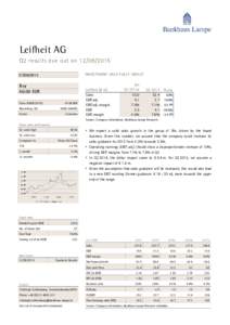 Leifheit AG Q2 results due out onINVESTMENT CASE FULLY INTACT