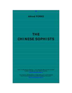 @  Alfred FORKE THE CHINESE SOPHISTS