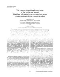 Behavior Research Methods 2005, 37 (2), The computational implementation of the landscape model: Modeling inferential processes and memory