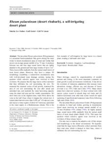 Naturwissenschaften DOIs00114y SHORT COMMUNICATION  Rheum palaestinum (desert rhubarb), a self-irrigating
