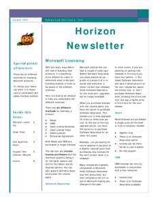 OctoberAdvanced Horizons, Inc Horizon Newsletter
