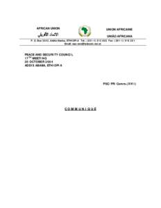AFRICAN UNION  UNION AFRICAINE UNIÃO AFRICANA  P. O. Box 3243, Addis Ababa, ETHIOPIA Tel.: (Fax: (