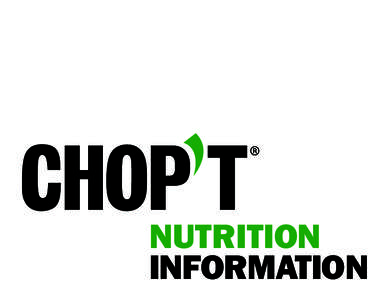 NUTRITION INFORMATION CHOP’T CLASSICS Serving Size