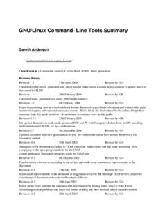 GNU/Linux Command−Line Tools Summary  Gareth Anderson <somecsstudent(at)gmail.com>  Chris Karakas − Conversion from LyX to DocBook SGML, Index generation