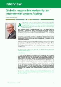 Globally responsible leadership: an interview with Anders Aspling