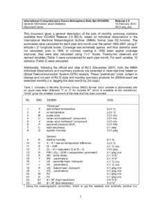 International Comprehensive Ocean-Atmosphere Data Set (ICOADS) General Information about Statistics Document name: ReleaseFebruary 2012