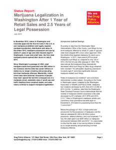Microsoft Word - Drug Policy Alliance_Status Report_Marijuana Legalization in Washington_July 2015