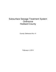 Subsurface Sewage Treatment System Ordinance Hubbard County County Ordinance No. 41