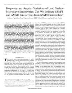 IEEE TRANSACTIONS ON GEOSCIENCE AND REMOTE SENSING, VOL. 38, NO. 5, SEPTEMBERFrequency and Angular Variations of Land Surface Microwave Emissivities: Can We Estimate SSM/T