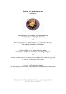 Auslese aus Wald und Garten - vegetarisch - Handverlesene Herbstsalate in Trüffelvinaigrette mit Topinambur und eingelegter Birne ***