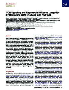 TOR Signaling and Rapamycin Influence Longevity by Regulating SKN-1/Nrf and DAF-16/FoxO