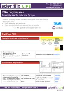 Free Call: Fax: www.scientifix.com.au DNA polymerases