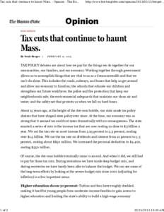 Tax cuts that continue to haunt Mass. - Opinion - The Boof 3 http://www.bostonglobe.com/opinionberger...