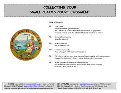 COLLECTING YOUR SMALL CLAIMS COURT JUDGMENT