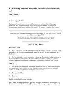 Explanatory Notes to Antisocial Behaviour etc (Scotland) Act