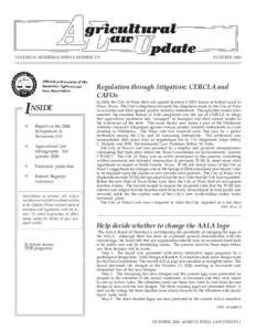 VOLUME 23, NUMBER 10, WHOLE NUMBER 275  OCTOBER 2006 Regulation through litigation: CERCLA and CAFOs
