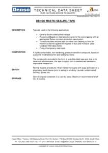 Document Reference: TDS276 Rev: 01  DENSO MASTIC SEALING TAPE DESCRIPTION