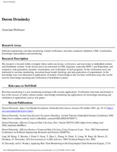 Doron Drusinsky  Doron Drusinsky Associate Professor  Research Areas