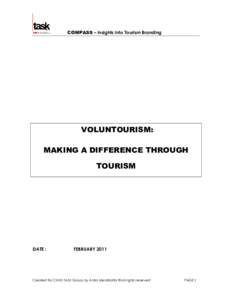 COMPASS – Insights into Tourism Branding  VOLUNTOURISM: MAKING A DIFFERENCE THROUGH TOURISM
