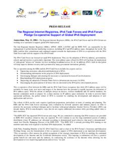 RIRs - IPv6 Task Force Press Release