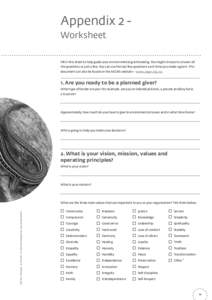 Appendix 2 Worksheet Fill in this sheet to help guide your environmental grantmaking. You might choose to answer all the questions or just a few. You can use the last few questions each time you make a grant. This docume