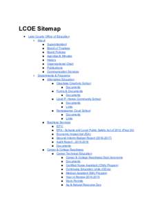 LCOE Sitemap ● Lake County Office of Education ○ About ■ Superintendent