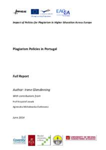 Impact of Policies for Plagiarism in Higher Education Across Europe  Plagiarism Policies in Portugal Full Report