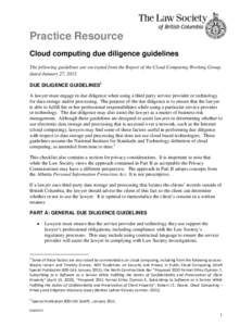 Practice Resource: Cloud computing due diligence guidelines