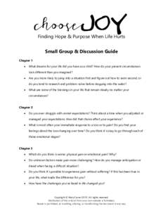 chooseJoy Finding Hope & Purpose When Life Hurts Small Group & Discussion Guide Chapter 1 