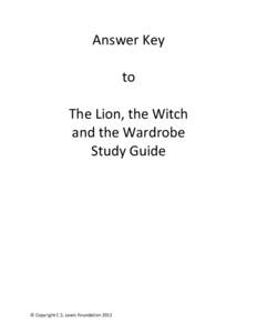 Answer Key to The Lion, the Witch and the Wardrobe Study Guide